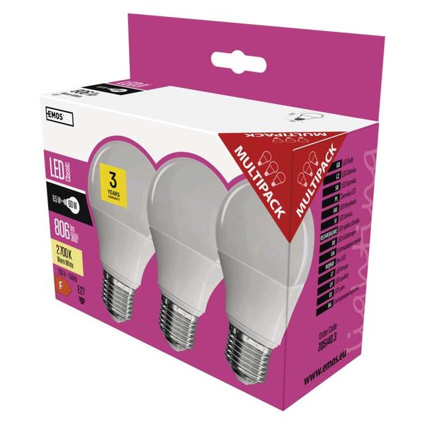 LED Bulb Classic A60 / E27 / 8.5 W (60 W) / 806 lm / warm white image 1