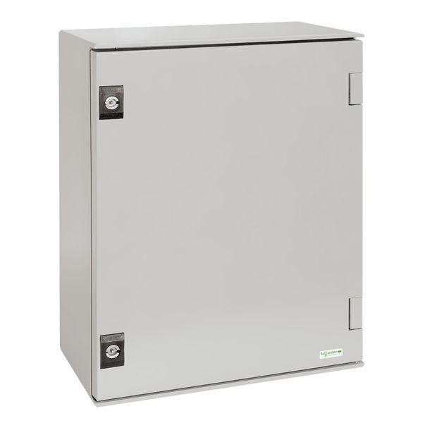 wall-mounting encl. polyester monobloc IP66 H647xW436xD250mm+metal mount.plate image 1