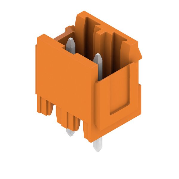 PCB plug-in connector, male header, Dovetails for fixing blocks, THT solder connection, 5.08 mm, Number of poles: 2, 180°, Solder pin length (l): 4.5 mm, tinned, orange, Box image 8