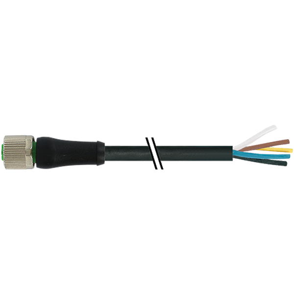M12 Power female 0° S-cod. with cable PUR 4x1.5 bk UL/CSA+drag ch. 10m image 1