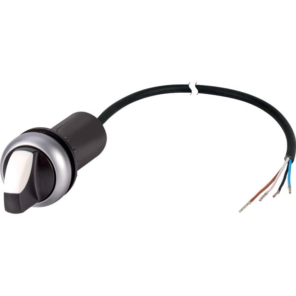 C22-WK3-K20-P62 Changeover switch, With thumb-grip, momentary, 2 N/O, Cable (black) with non-terminated end, 4 pole, 1 m, 3 positions, Bezel: titanium image 4