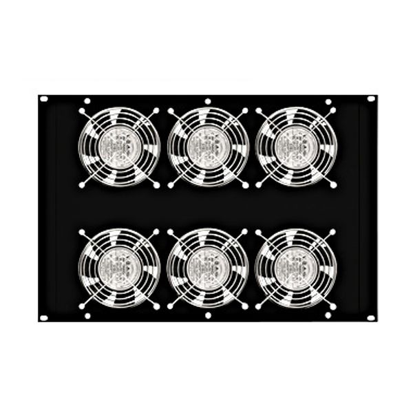 Roof fan-unit with 6 fans and thermostat, 19", 8U, RAL9005 image 1