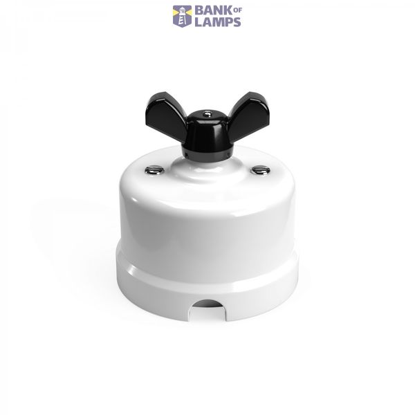 Switch/Diverter in white porcelain with butterfly nut image 2