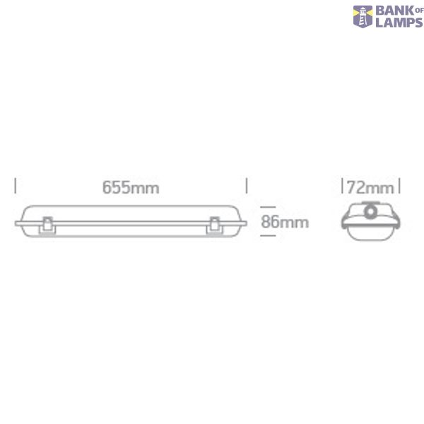 IP65 FOR 1xT8 LED TUBE 600mm PC/PC image 2