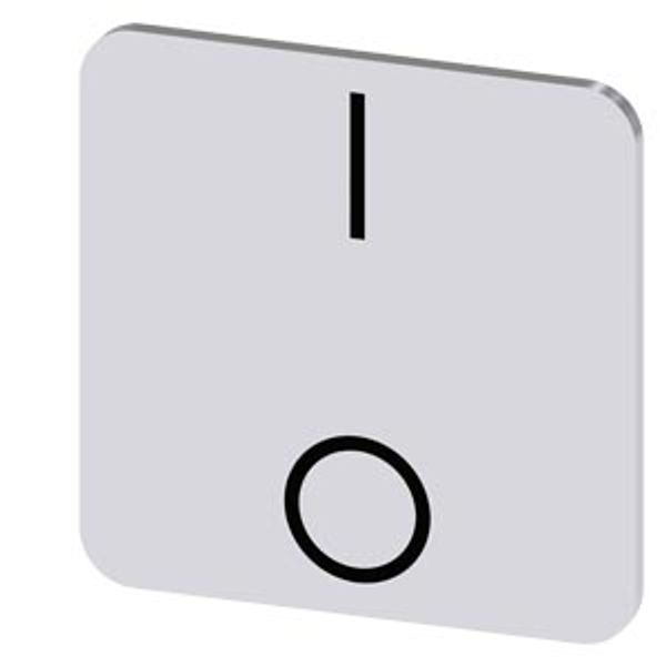 Labeling plate 22x22 mm, silver-colored label, icon: I* O (below each other) image 1