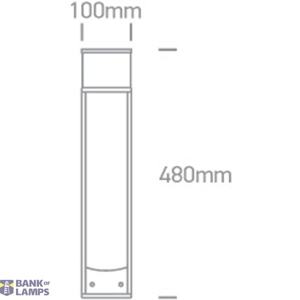 ANTHRACITE LED BOLLARD 49cm 3W WW IP44 230V 2x SCHUKO sockets Max 1000W each image 2
