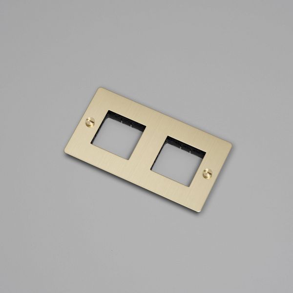 2G WALL PLATE / HORIZONTAL / NO INFILLS / WITHOUT LOGO / BRASS image 1