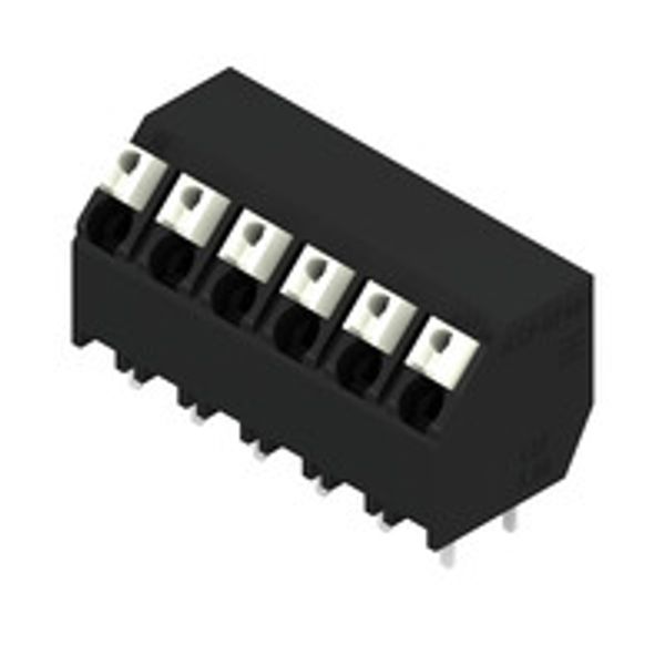 Printed circuit board terminals, 5.08 mm, Number of poles: 6, 135°, Solder pin length (l): 3.5 mm, black, PUSH IN with actuator, Clamping range, max. : 1.5 mm², Tape image 1