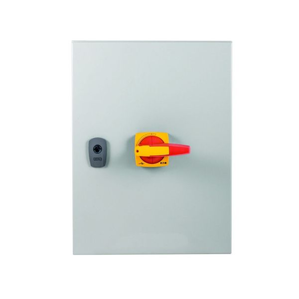 DMM-160/4/SE4/P-R Switch-disconnector, DMM, 160 A, 4 pole, Emergency switching off function, With red rotary handle and yellow locking ring, in steel enclosure image 6
