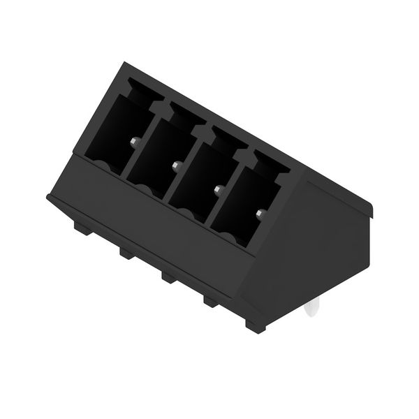 PCB plug-in connector, male header, closed side, THT solder connection, 3.81 mm, Number of poles: 4, 135°, Solder pin length (l): 3.2 mm, tinned, black, Box image 1