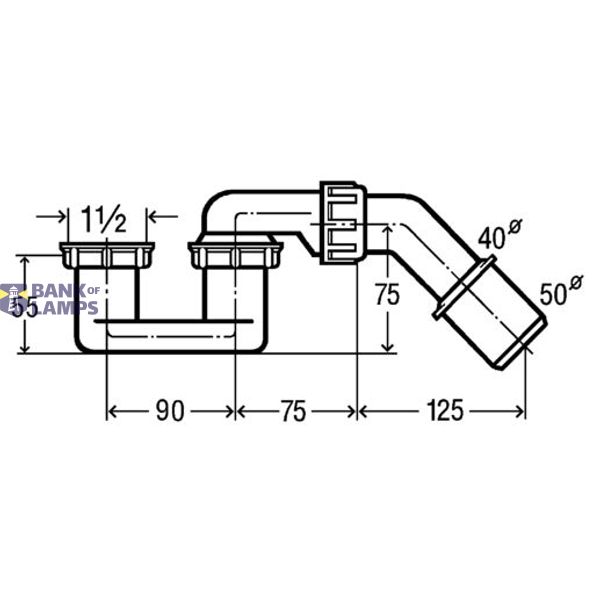 Shower trap without outlet 11/2"x40/50 image 1