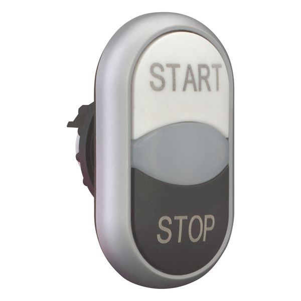 M22-DDL-WS-GB1/GB0 Double actuator pushbutton, RMQ-Titan, Actuators and indicator lights non-flush, momentary, White lens, white, black, inscribed, Bezel: titanium, STAR image 6