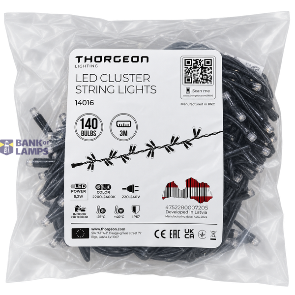 LED Cluster String Lights 3,5W 140LEDs 3m 2200-2400K image 1