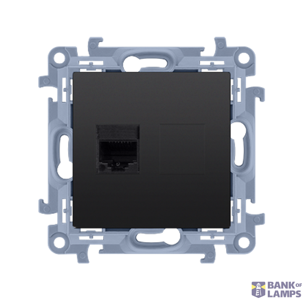 Single IT socket RJ45 category 6, black matt image 1