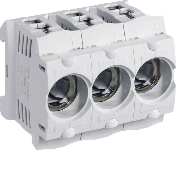 Plastic fuse base D01 E14 16A 3pole DIN rail box clamp cover image 1