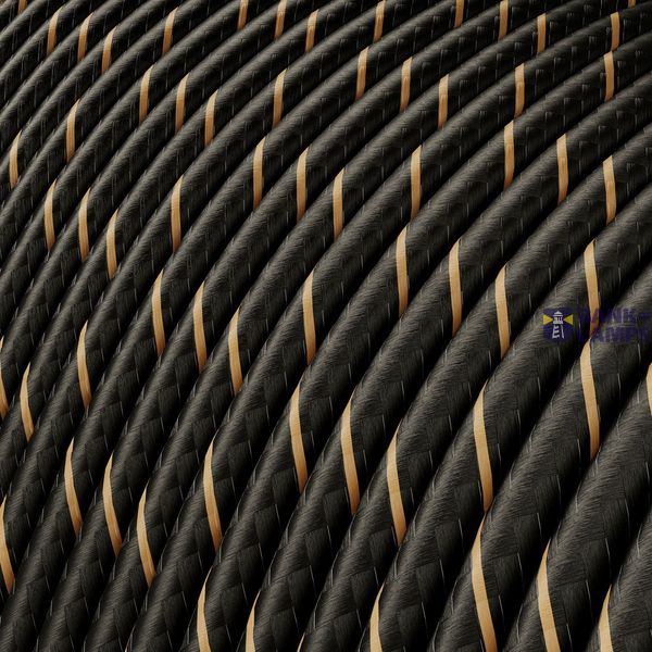 Extra Low Voltage power cable coated in silk effect fabric Vertigo Black and Gold ERM42 image 2