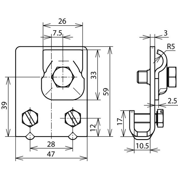 Saddle clamp St/tZn clamping range 0.7-10mm with clamping frame f. Rd  image 2