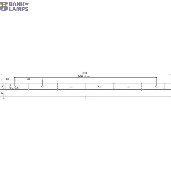 Connection lug Fl 30x3.5 mm StSt L 3000 mm with 5 bores 6.5x12 mm image 2