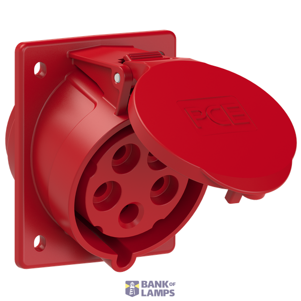 Angled panel socket 32A 5P 400V 6h IP44/54 image 1