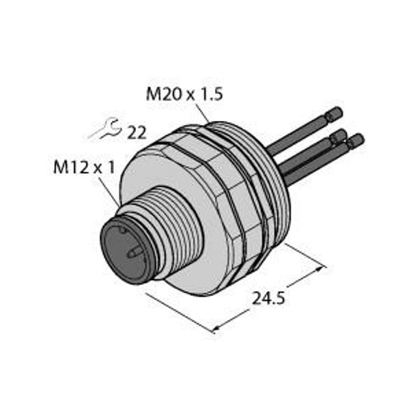 Male Receptacle with Stranded Wires, Front-mounted   EC-FSDE4-0.5/20 image 1
