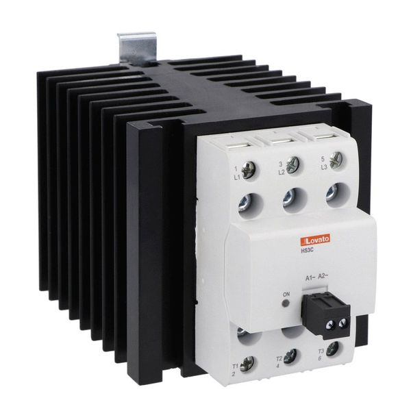 Solid state relay complete with heatsink, three-phase (3 controlled), 40A, 90...280VAC, screw terminals image 1
