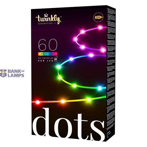 60L RGB Dots Light, 3 meter long, Transparent, BT+WiFi, Gen II, IP20, USB Powered, Plug F image 1