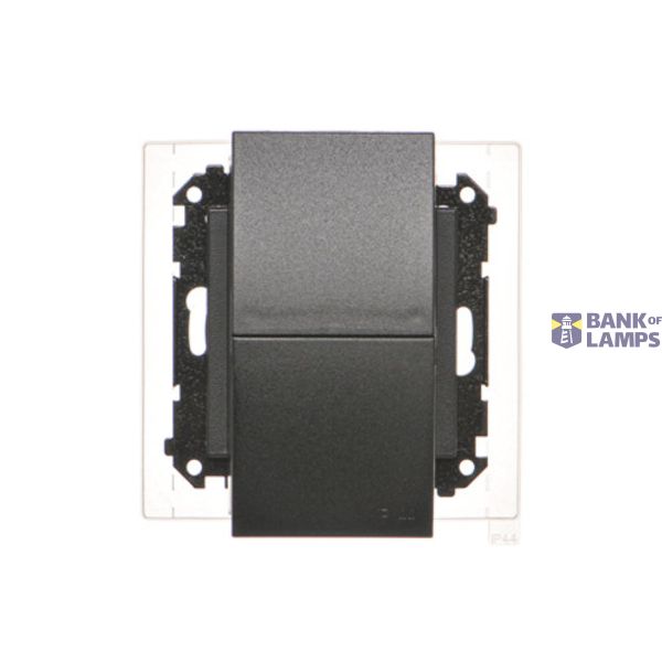 Double socket outlet with pin earthing IP44 with sealing (module), same color flap and cover, module, 16A, quick connection, black matt image 1