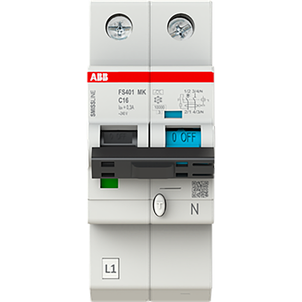 Earth leakage protection with overcurrent protection B Kar, 16A, 300mA, 10kA 1P+Prov. image 1