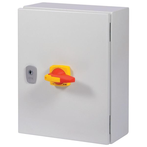 DMM-160/4/SE4/P-R Switch-disconnector, DMM, 160 A, 4 pole, Emergency switching off function, With red rotary handle and yellow locking ring, in steel enclosure image 5