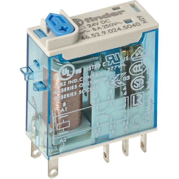 Mini.ind.relays 2CO 8A/24VDC/Agni+Au/Test button/Mech.ind. (46.52.9.024.5040) image 3