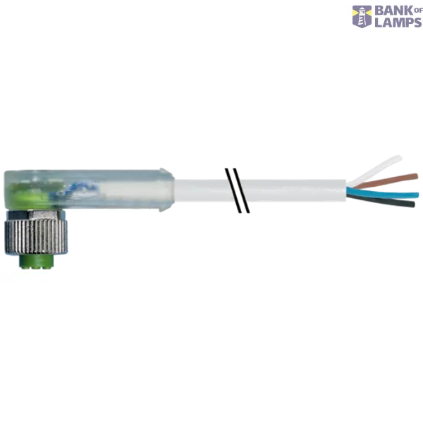EOL - M12 female 90° A-cod. with cable LED PUR 4x0.34 gy UL/CSA 3m image 1