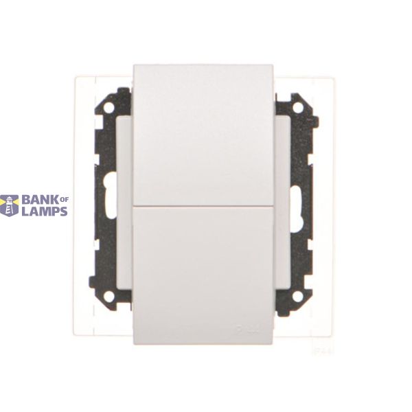 Double socket outlet with pin earthing IP44 with sealing (module), same color flap and cover, module, 16A, quick connection, light gray matt image 1