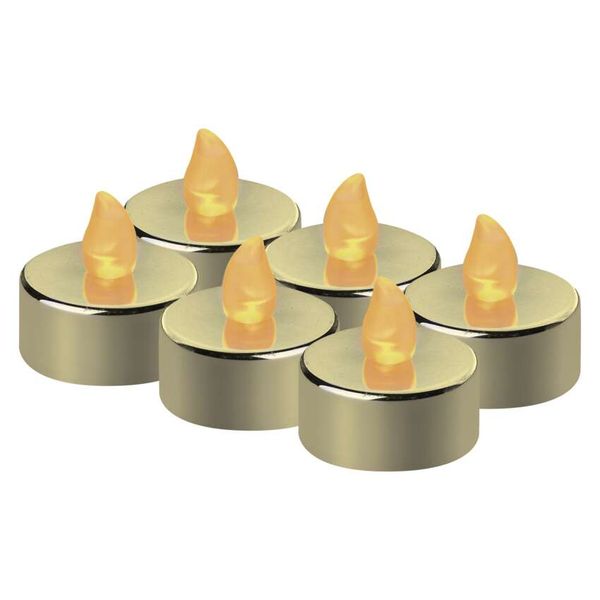 LED decoration – 6x tealight, gold, 6x CR2032, indoor, vintage image 1