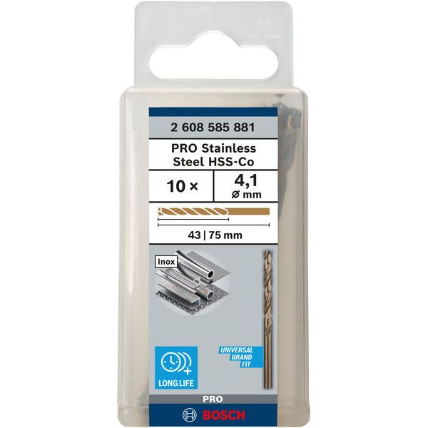 Metal drill bits HSS-Co, DIN 338 4,1 x 43 x 75 mm 10 pcs. image 1