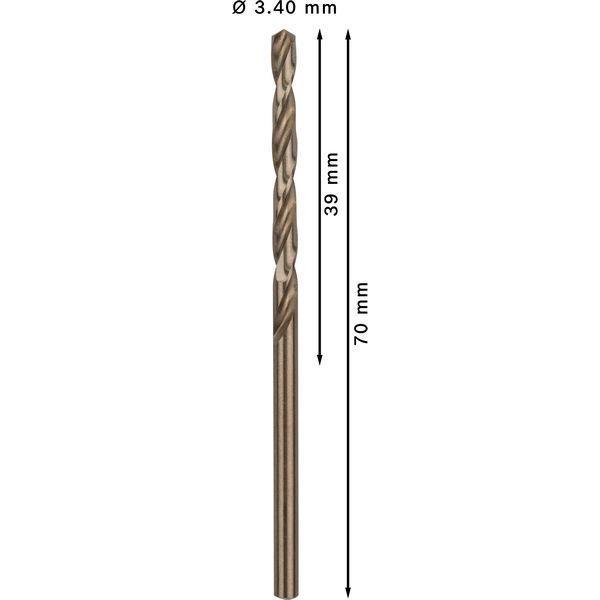 Metal Drill Bits HSS-Co, DIN338 3.4 x 39 x 70 mm 10 pcs. image 1