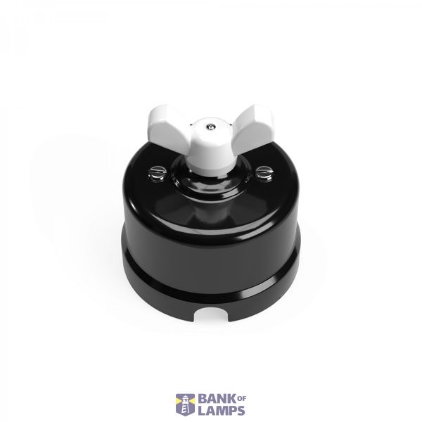 Switch/Diverter in black porcelain with butterfly nut image 1