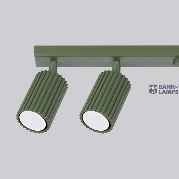 SPOTLIGHTS ON A LONGITUDINAL CEILING STRIP IN OLIVE COLOUR 6XGU10 CARBON image 10
