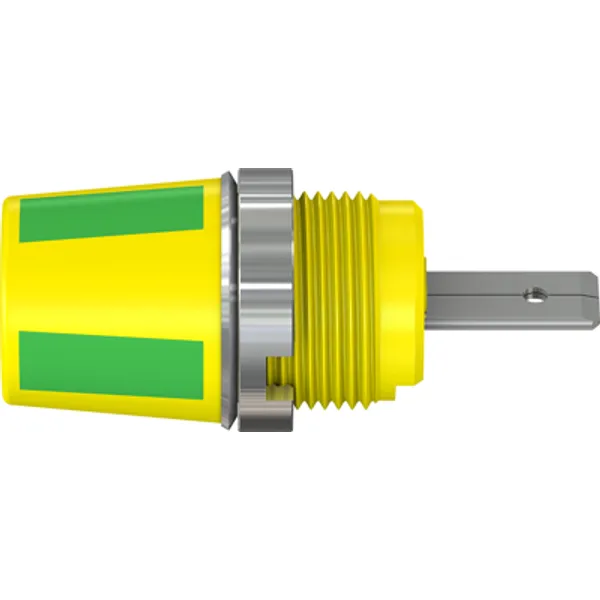 4 mm socket, flat plug connection, mounting Ø 12.2 mm, CAT II, yellow/green, 23.3110-20 image 1