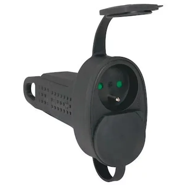 Rubber extender 2 sockets 2P+T 16A IP44 IK08 with suspension ring image 2