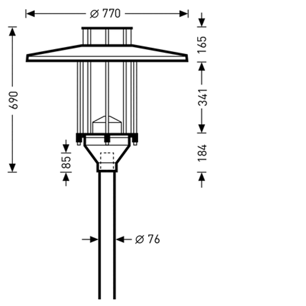 Post-top luminaires 982 CLO (normal) Lens Black ET 20W 2200lm 70 asymmetric wide (AB2L) IP23 IK04 5 SDCM 6715140 image 1