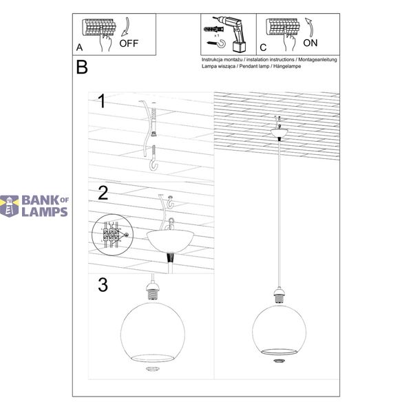 HANGING LAMP BALL TRANSPARENT E27 1X60W IP20 image 9