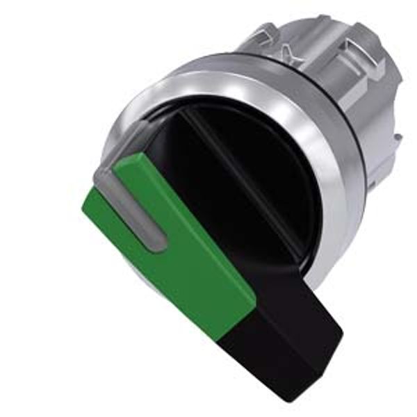 Toggle switch, illuminable, 22 mm, round, metal, high gloss, green image 1