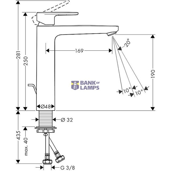 Vernis Blend 190 sink mixer, with pop-up, matte black image 2