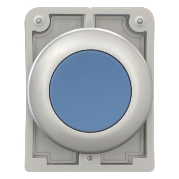 M30C-FDR-B Pushbutton, RMQ-Titan, Flat, maintained, Blue, Blank, Metal bezel image 3