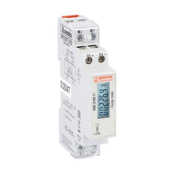 Energy meter, single-phase, non expandable, digital with LCD display, 40A direct connection, 1U, 1 pulse output, 220...240VAC image 1
