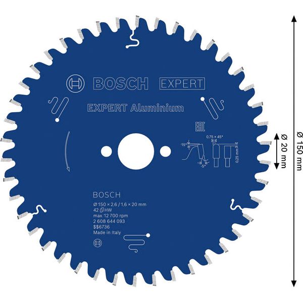 Circular saw blade Expert for Aluminium 150 x 20 x 2,6 mm, 42 image 1