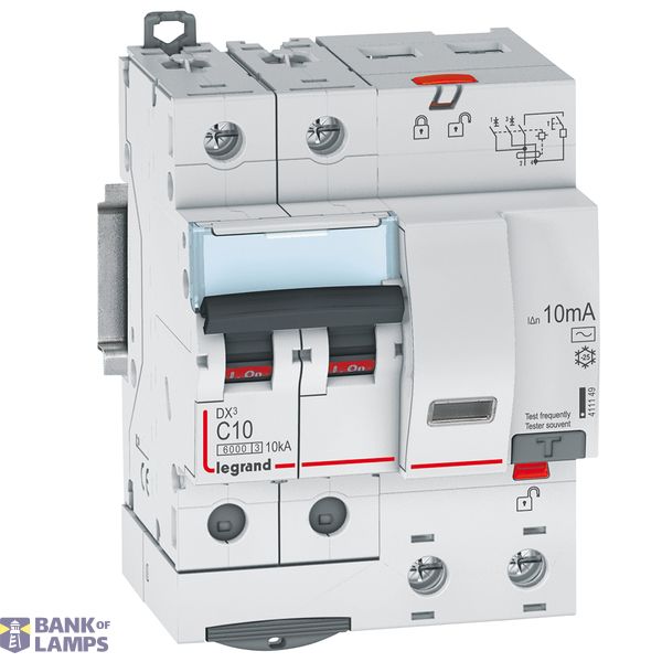 RCBO DX3 2P 10A C-curve 10mA 6000A 4-module image 2
