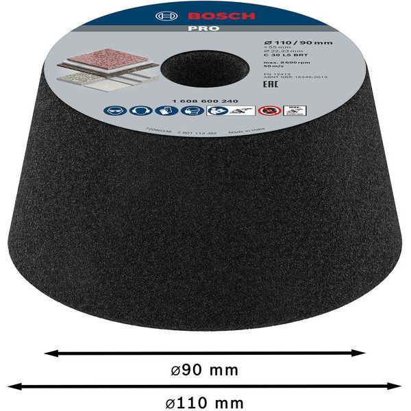 Conical cup wheel – Stone/concrete 90 mm, 110 mm, 55 mm, 36 image 2