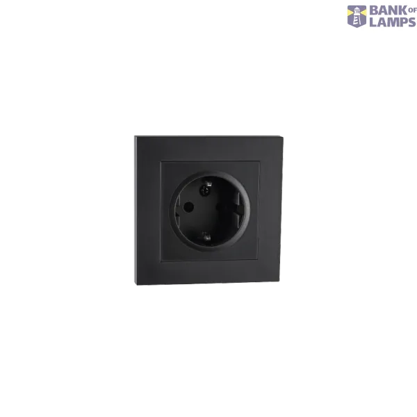 OUTLET FLUSH MOUNTED SINGLE W/EARTH BLACK 6-PACK image 1