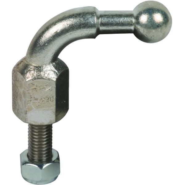 Fixed ball point D 20mm angled (90°) with threaded pin und nut M16x45m image 1